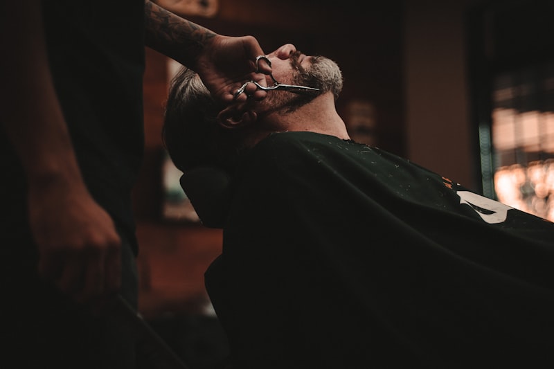 Hot towel shave in progress